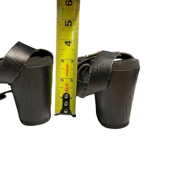 Dune London Black Italian Leather Double Strap Chunky Heel Sandals Size 39 (8) - Picture 13 of 16